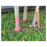 Hand tools with maul, pick axe, sle...