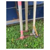 Hand tools with maul, pick axe, sle...