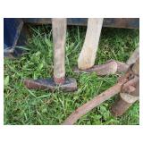 Cant hook, single & double bit axes...