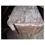 Camp cooking supplies, wooden box...