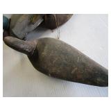 Decoys: antique wood carved with ta...