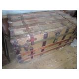 Antique strap trunk, metal corners,...