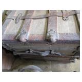 Antique strap trunk, metal corners,...