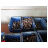 Blue bolt bins with hardware, latch...