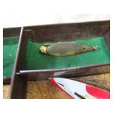 Tackle box, metal with a few lures...
