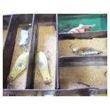Tackle box, metal with a few lures...