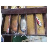 Tackle box, metal with a few lures...