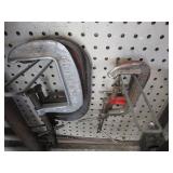 C-clamps, pipe cutter & die, vintag...