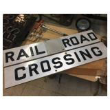 Vintage 2 Pc - Railroad Crossing - Aluminum Signs 48" x 9"