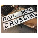 Vintage 2 Pc - Railroad Crossing - Aluminum Signs 48" x 9"
