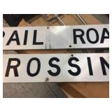 Vintage 2 Pc - Railroad Crossing - Aluminum Signs 48" x 9"