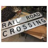 Vintage 2 Pc - Railroad Crossing - Aluminum Signs 48" x 9"