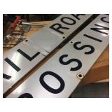 Vintage 2 Pc - Railroad Crossing - Aluminum Signs 48" x 9"