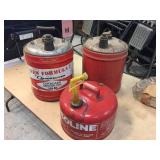 3 Vintage Metal Fuel/Oil Cans - Good