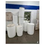 9 Drums. Four 55 Gallon Drums, Five 30 Gallon Drums,