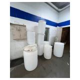 9 Drums. Four 55 Gallon Drums, Five 30 Gallon Drums,