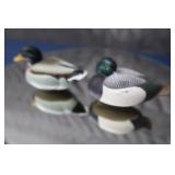 2 MINIATURE DUCKS UNLIMITED JETT BRUNET DECOYS