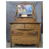 ANTIQUE HONEY OAK DRESSER AND MIRROR