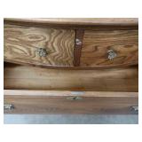 ANTIQUE HONEY OAK DRESSER AND MIRROR