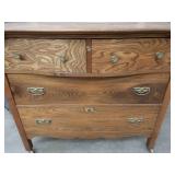 ANTIQUE HONEY OAK DRESSER AND MIRROR