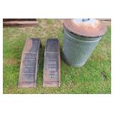 METAL CAR RAMPS / METAL TRASH CAN
