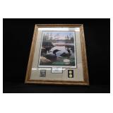 SIGNED FRAMED PRINT AND WOOD BURNING ART