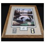 SIGNED FRAMED PRINT AND WOOD BURNING ART