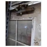 A SET OF TWO HEAVY DUTY STEEL AND GLASS METAL SAFETY DOORS