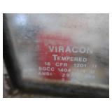 A SET OF TWO HEAVY DUTY STEEL AND GLASS METAL SAFETY DOORS