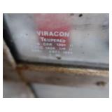 A SET OF TWO HEAVY DUTY STEEL AND GLASS METAL SAFETY DOORS