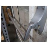 A SET OF TWO HEAVY DUTY STEEL AND GLASS METAL SAFETY DOORS