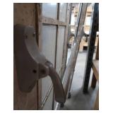 A SET OF TWO HEAVY DUTY STEEL AND GLASS METAL SAFETY DOORS