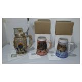 Avon Fine Collectible Steins (3) American Wildlife, Mustang, Grey Wolf.