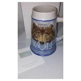 Avon Fine Collectible Steins (3) American Wildlife, Mustang, Grey Wolf.