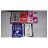 Vintage swim Fins, Racket, Cards, Pounce, Boxes.