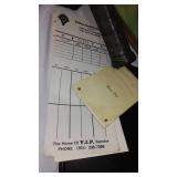 Vintage swim Fins, Racket, Cards, Pounce, Boxes.