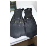 Vintage swim Fins, Racket, Cards, Pounce, Boxes.