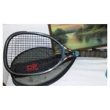 Vintage swim Fins, Racket, Cards, Pounce, Boxes.