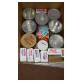 Vintage swim Fins, Racket, Cards, Pounce, Boxes.