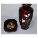 Cloisonne Vase, intricate carved trinket box.