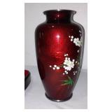 Cloisonne Vase, intricate carved trinket box.