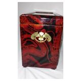 Intricate carved Jewelry Box and hear/see/speak no evil buddhas