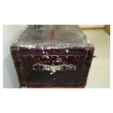  Vintage Steamer Trunks (2), Red, Black.