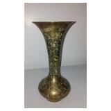 Solid  Brass Fluted Vases (3), Candelabra.