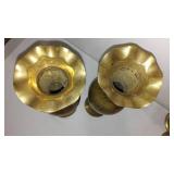 Solid  Brass Fluted Vases (3), Candelabra.