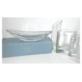 Miller Rogaska Crystal "Ellipse" Oval Boat / Bowl and Teardrop Vases (3