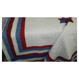Patriotic Star Quilt, Red White Blue Hand Crafted.
