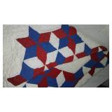 Patriotic Star Quilt, Red White Blue Hand Crafted.