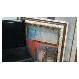 Vintage Leather Chair, Artwork, Fames, MCM Magazine Rack