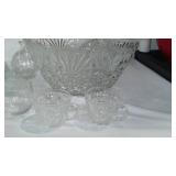 Lead Crystal Vases, Punch Bowl, Oil Ball Lamps (6).